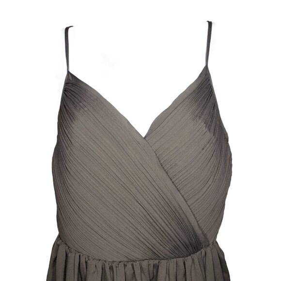 NWT Banana Republic 2 Taupe V-neck Sleeveless Gathered Texture Dress (1301) - Picture 3 of 8